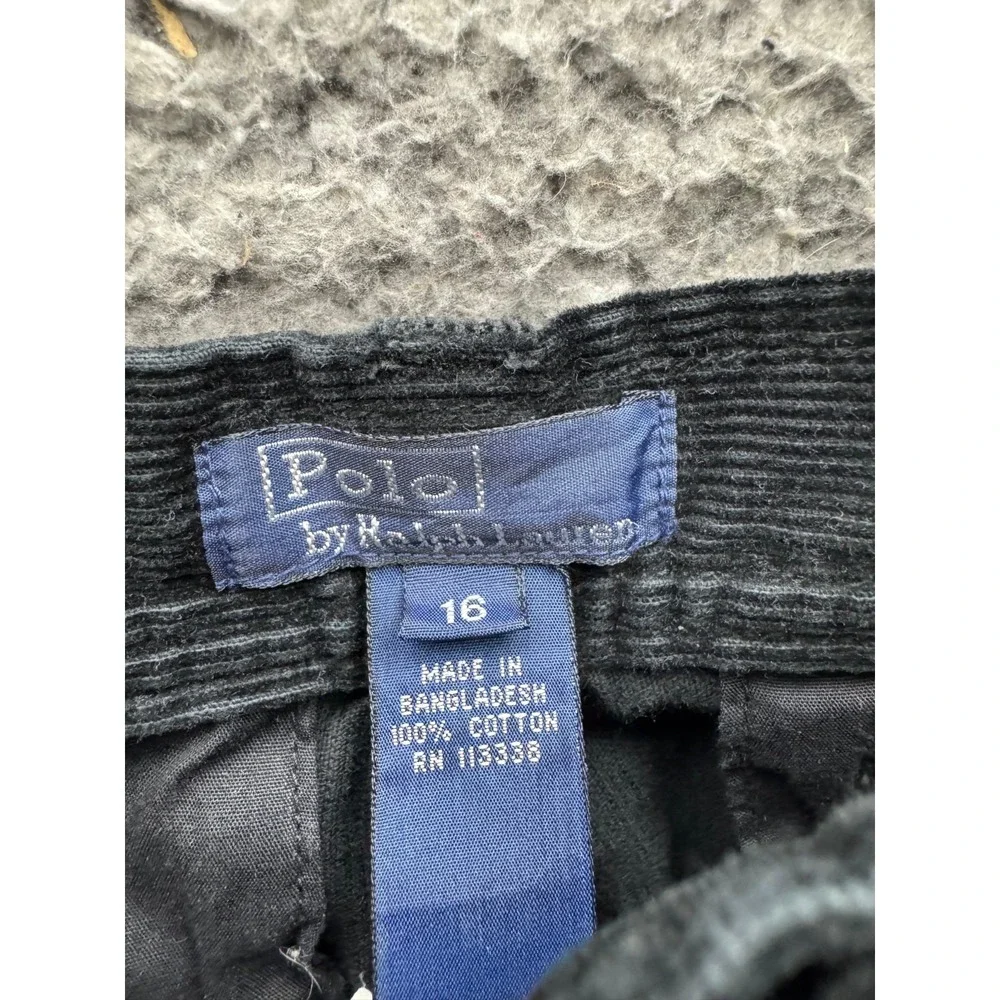 Vintage Polo Ralph Lauren Corduroy Wide Leg Cargo Pants Black Women's Size 16‎